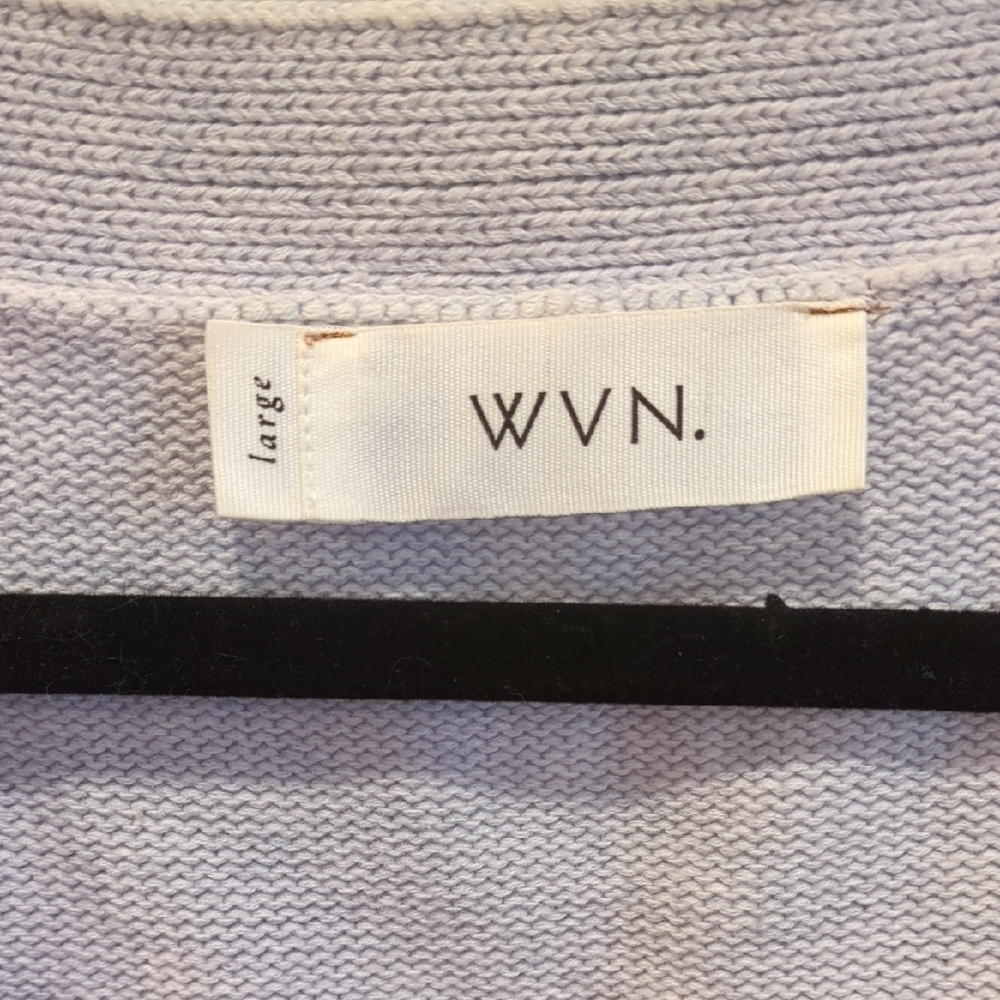 WVN Organic Cotton Hudson Cardigan Light Gray Blue Purple Large Minimalism Basic - Picture 5 of 10